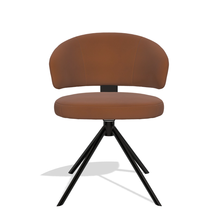 Dining Chair Zenith 6604 in Leather B912 (rust), black swivel base, front view