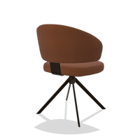 Dining Chair Zenith 6604 in Leather B912 (rust), espresso swivel base, back angled view