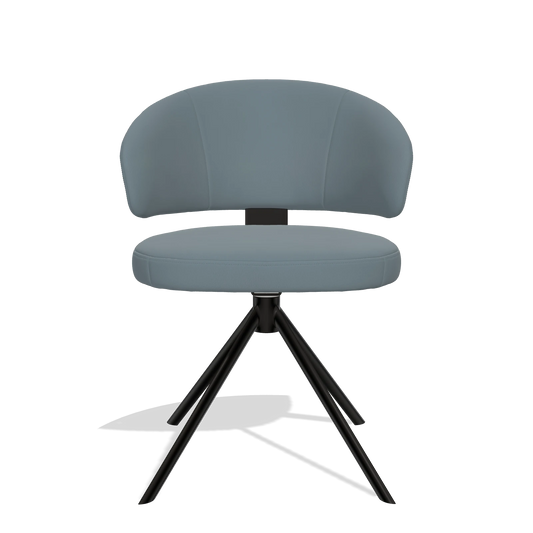 Silla de comedor Zenith 6604 en Piel B963 (gris), base giratoria en negro, vista frontal
