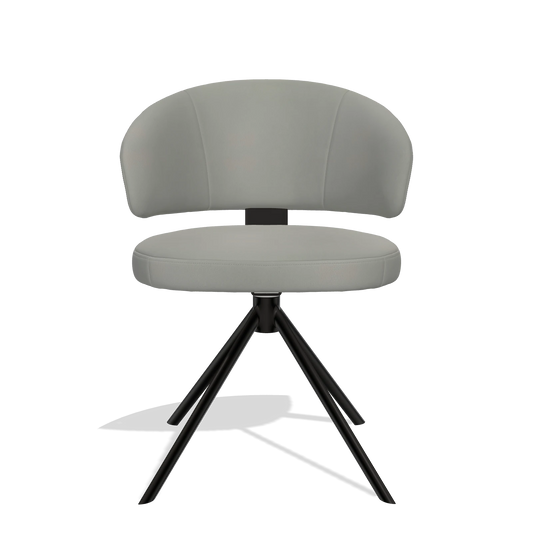 Silla de comedor Zenith 6604 en Piel B967 (greige), base giratoria en negro, vista frontal