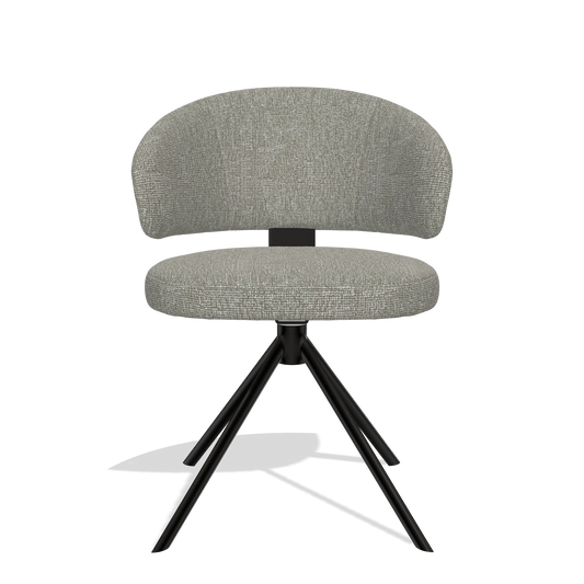 Silla de comedor Zenith 6604 en tela Lodge 01 (topo), base giratoria en negro, vista frontal