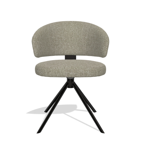 Silla de comedor Zenith 6604 en tela Lodge 05 (topo), base giratoria en negro, vista frontal