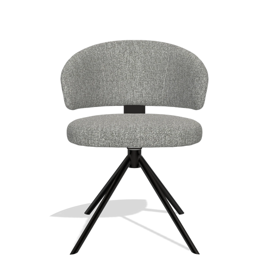 Silla de comedor Zenith 6604 en tela Lodge 40 (gris), base giratoria en negro, vista frontal