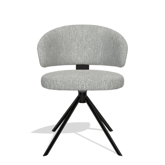Silla de comedor Zenith 6604 en tela Lodge 60 (greige), base giratoria en negro, vista frontal