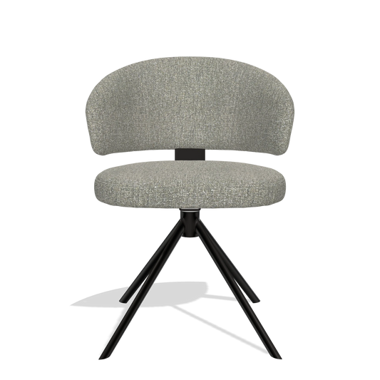 Silla de comedor Zenith 6604 en tela Lodge 84 (topo), base giratoria en negro, vista frontal