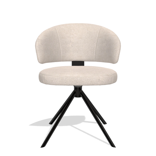 Sedia da pranzo Zenith 6604 in tessuto Mito 01 (grigio chiaro), base girevole in nero, vista frontale