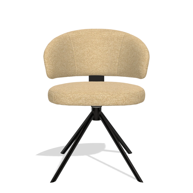 Eetkamerstoel Zenith 6604 in stof Mito 170 (beige), draaivoet in zwart, vooraanzicht