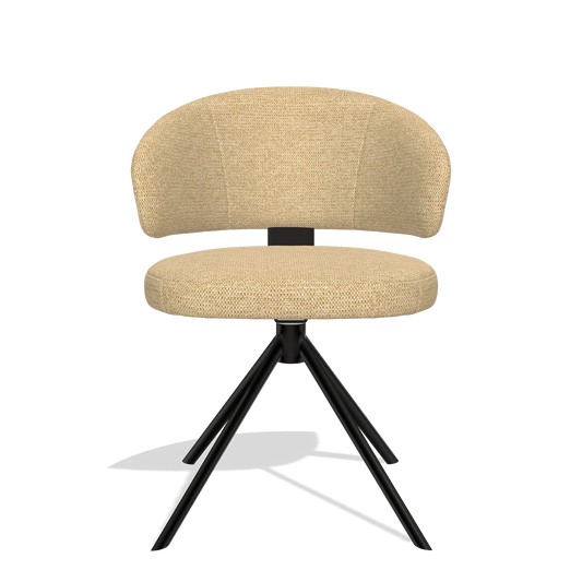 Silla de comedor Zenith 6604 en tela Mito 170 (beige), base giratoria en negro, vista frontal