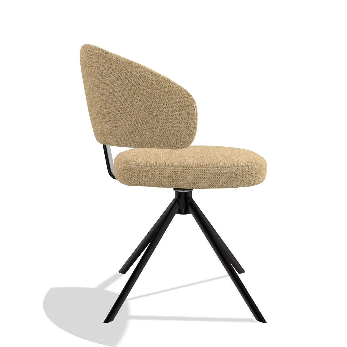 Eetkamerstoel Zenith 6604 in stof Mito 170 (beige), draaivoet in zwart, zijaanzicht
