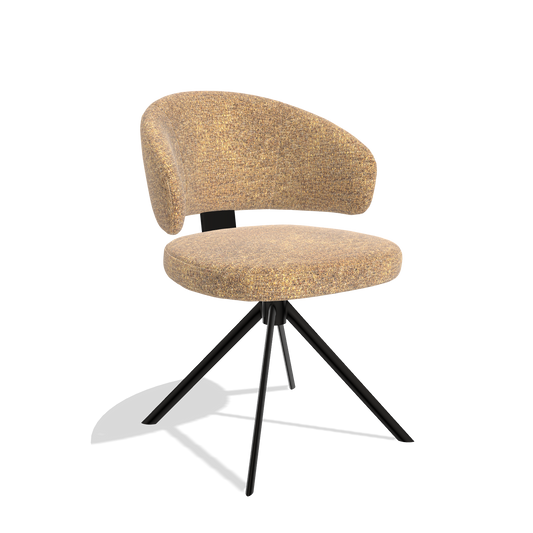 Zenith 6604 dining chair in Oasis 16 fabric with black swivel base, angled view
