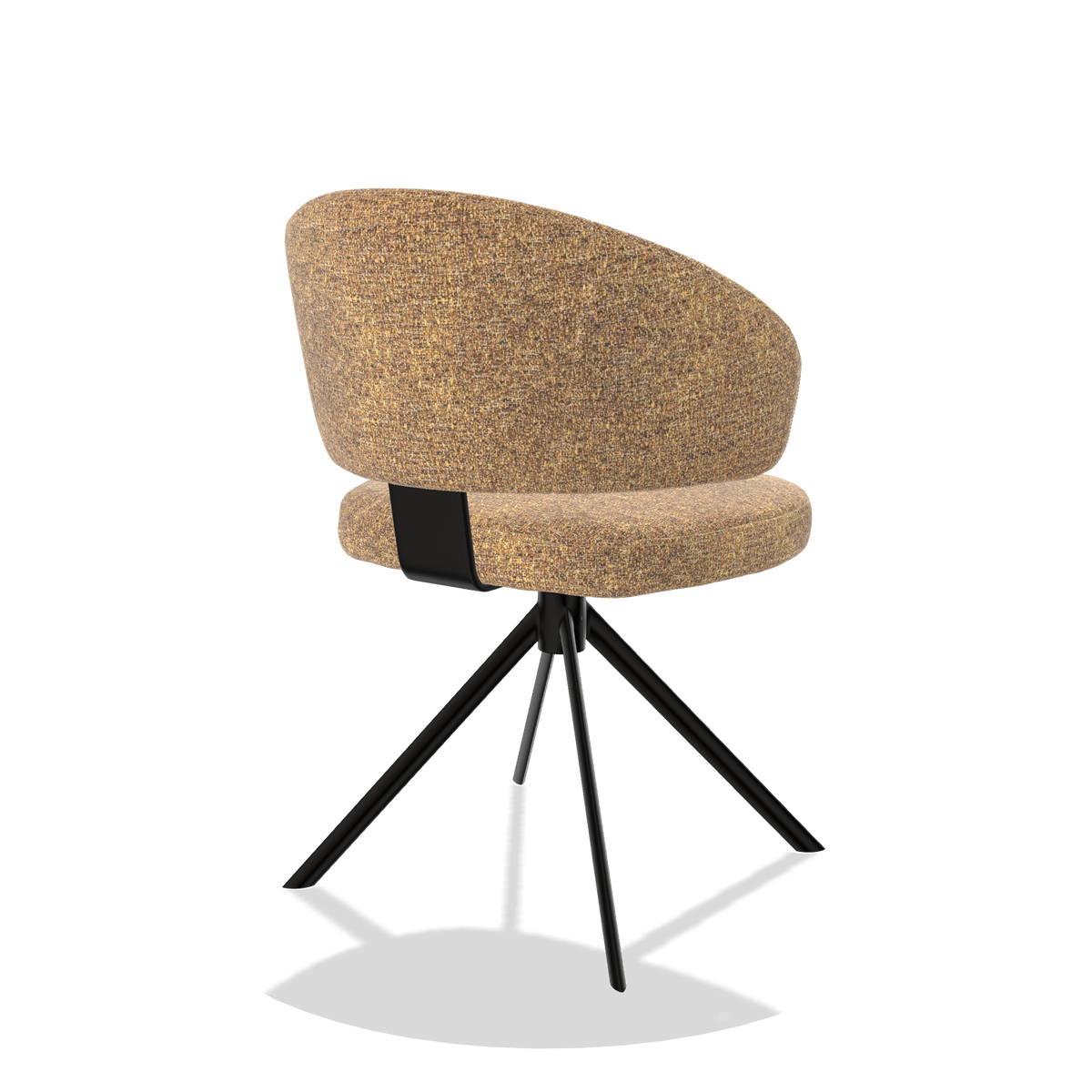 Zenith 6604 dining chair in Oasis 16 fabric with black swivel base, back angled view