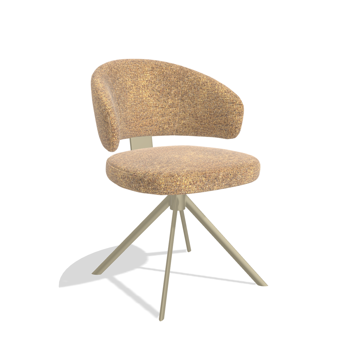 Zenith 6604 dining chair in Oasis 16 fabric with champagne swivel base, angled view