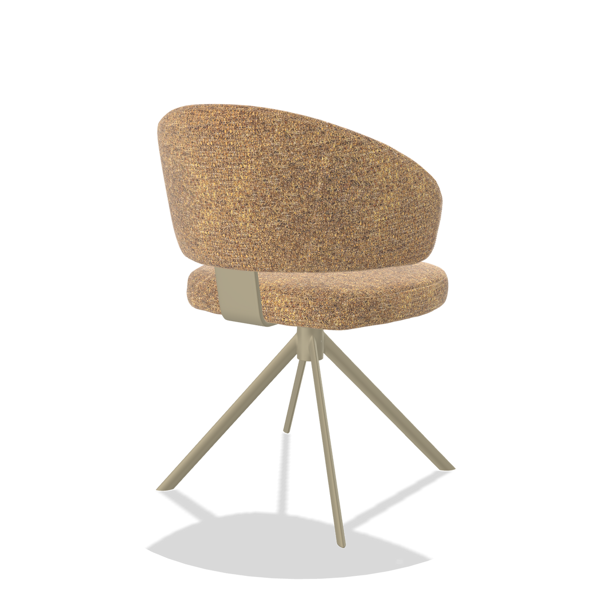Zenith 6604 dining chair in Oasis 16 fabric with champagne swivel base, back angled view