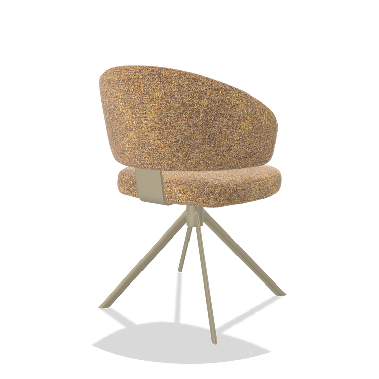 Zenith 6604 dining chair in Oasis 16 fabric with champagne swivel base, back angled view