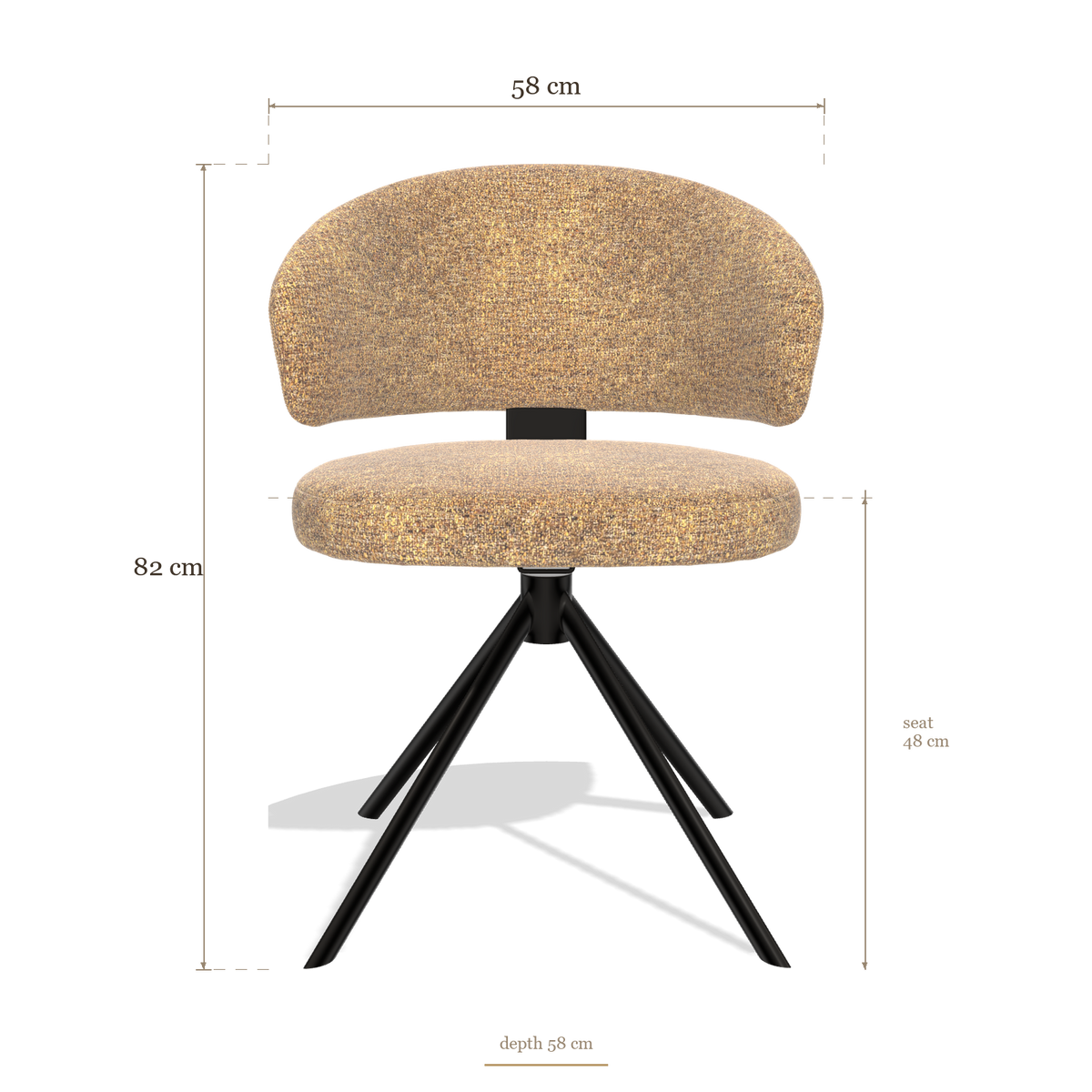 Zenith 6604 dining chair dimensions: 58 x 58 x 82 cm, seat height 48 cm