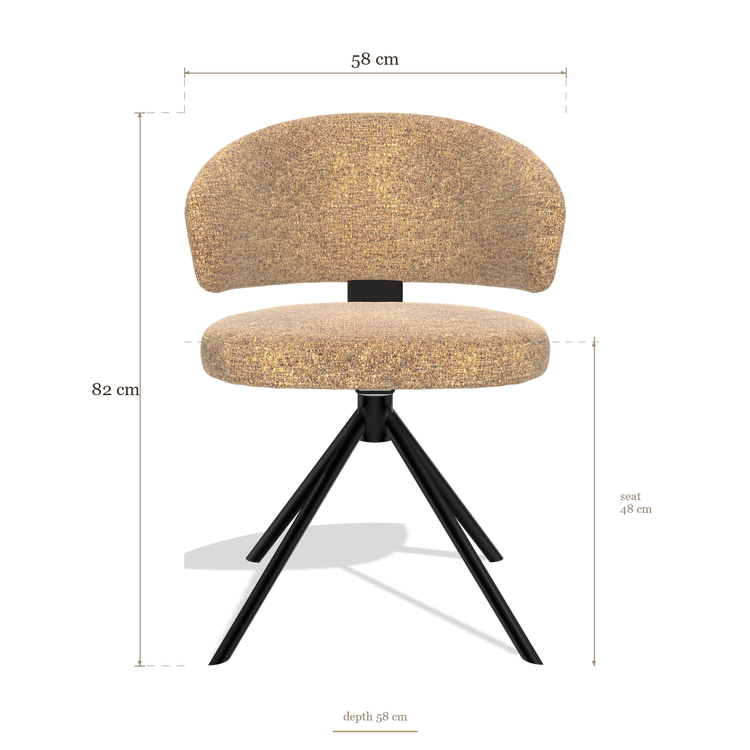 Zenith 6604 dining chair dimensions: 58 x 58 x 82 cm, seat height 48 cm