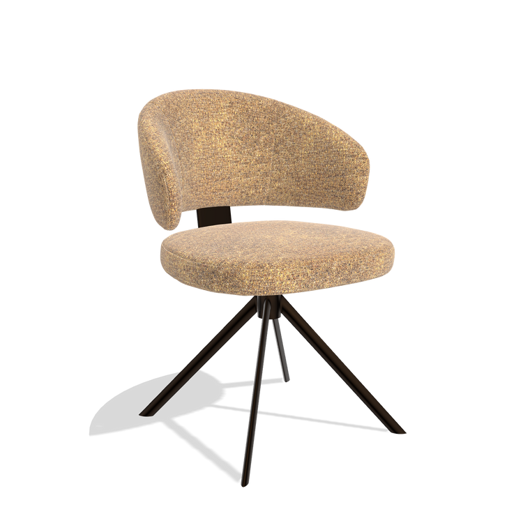 Zenith 6604 dining chair in Oasis 16 fabric with espresso swivel base, angled view