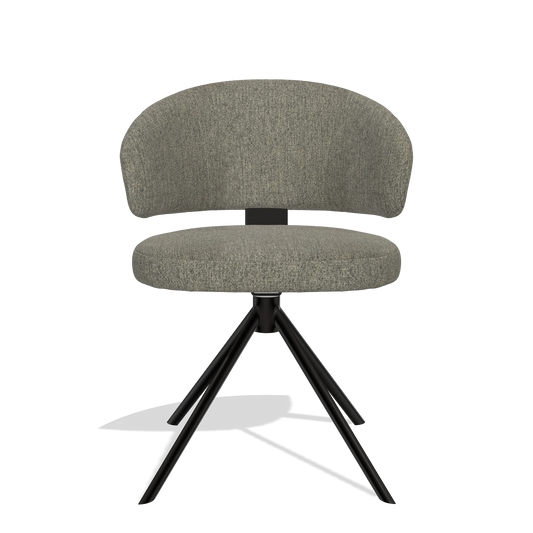 Sedia da pranzo Zenith 6604 in tessuto San Remo 103 (grigio scuro), base girevole in nero, vista frontale