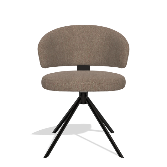 Sedia da pranzo Zenith 6604 in tessuto San Remo 201 (oliva), base girevole in nero, vista frontale