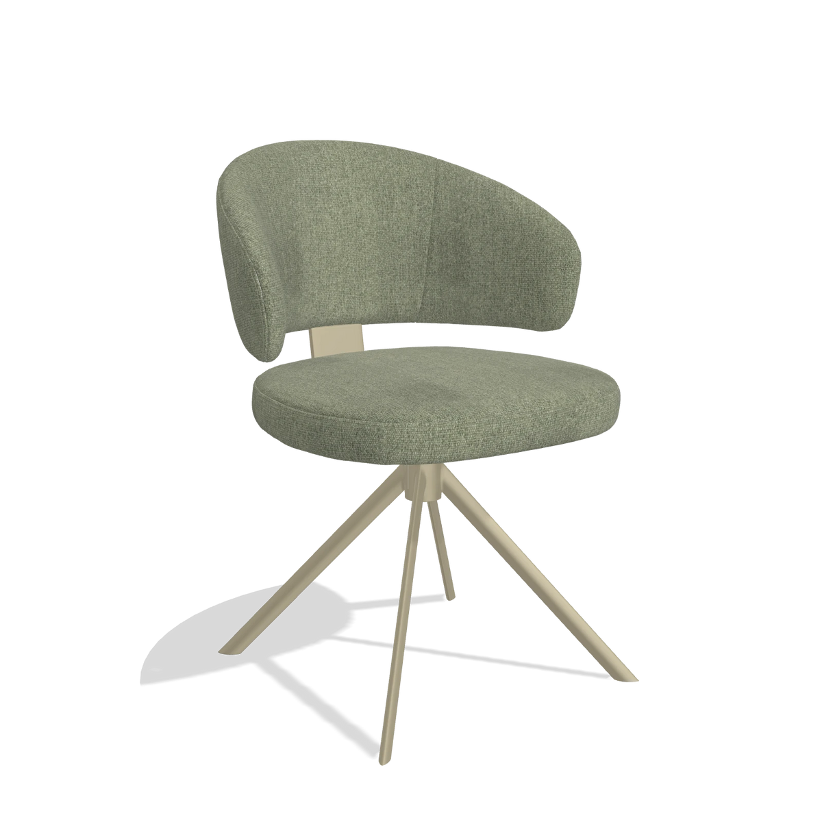 Esszimmerstuhl Zenith 6604 in Stoff San Remo 500 (Taupe), Drehfuß in Champagner, Schrägansicht