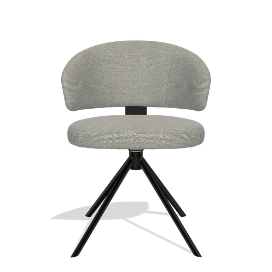 Sedia da pranzo Zenith 6604 in tessuto Sneak 01 (grigio), base girevole in nero, vista frontale