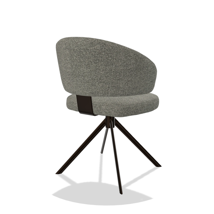 Dining Chair Zenith 6604 in Sneak 149 fabric (taupe), espresso swivel base, back angled view