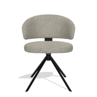 Sedia da pranzo Zenith 6604 in tessuto Taurus 05 (verde salvia), base girevole in nero, vista frontale