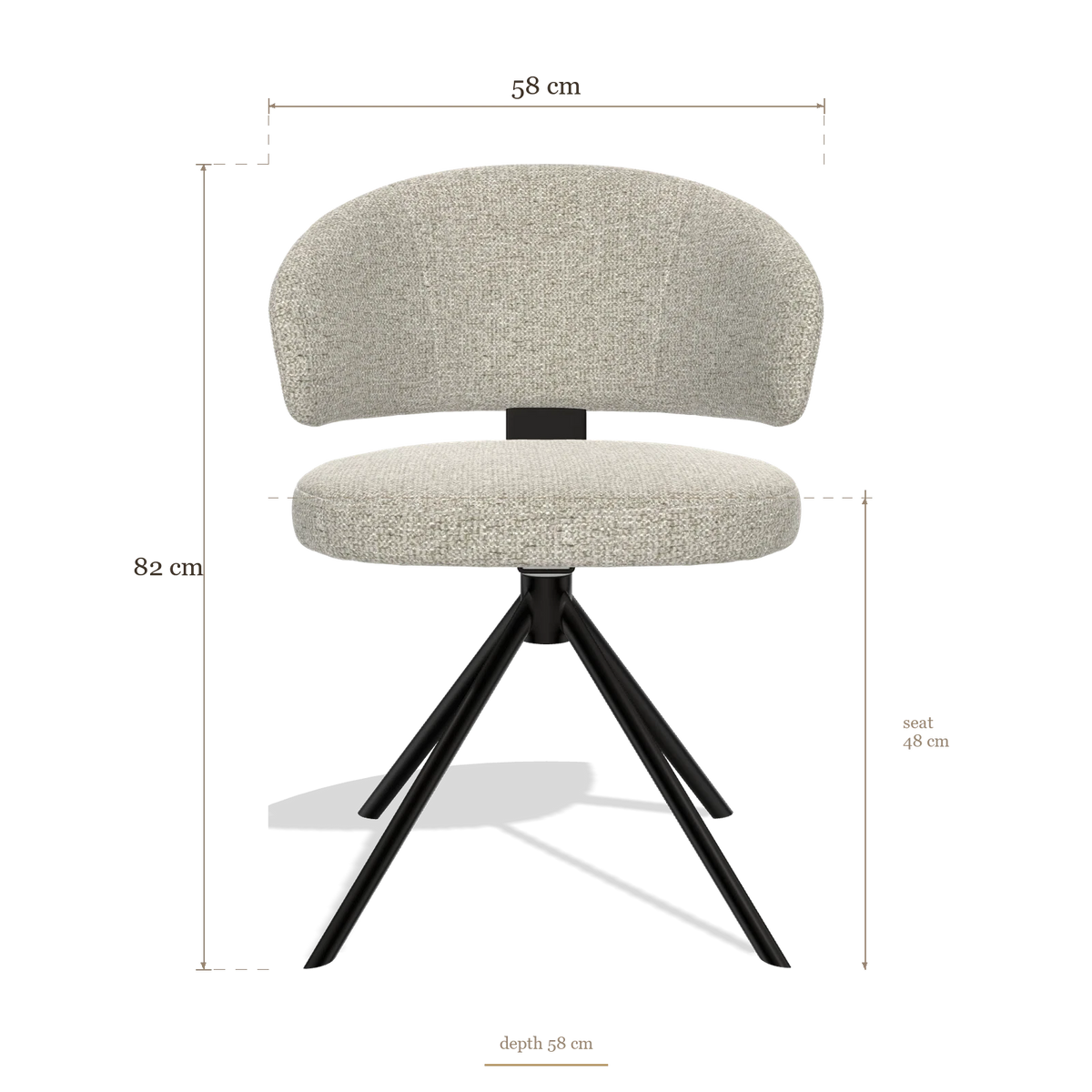 Sedia da pranzo Zenith 6604, dimensioni 58 x 58 x 82 cm