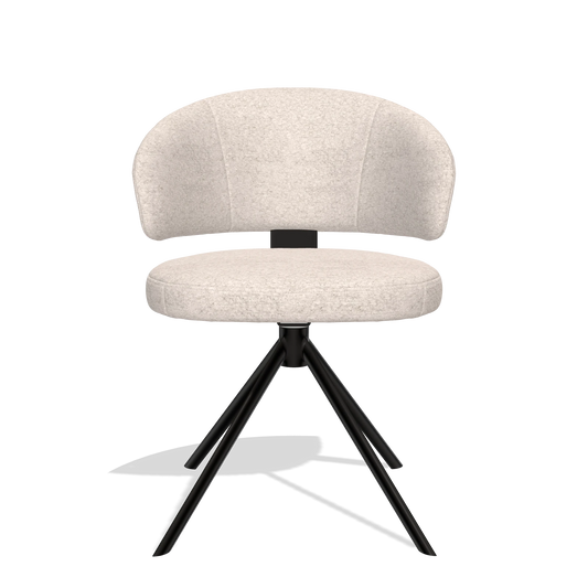 Sedia da pranzo Zenith 6604 in tessuto Venga 102 (grigio chiaro), base girevole in nero, vista frontale
