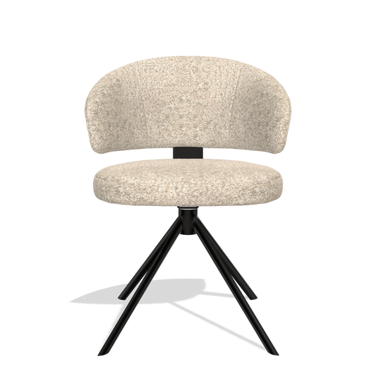 Sedia da pranzo Zenith 6604 in tessuto Venga 214 (grigio chiaro), base girevole in nero, vista frontale