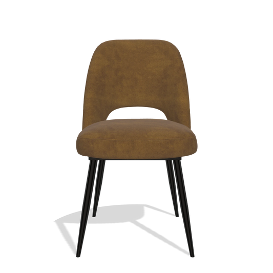 Silla de comedor Zian 6724 en tela Adore 132 (marrón), patas en negro, vista frontal