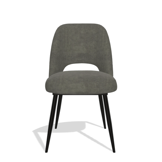 Silla de comedor Zian 6724 en tela Adore 156 (gris oscuro), patas en negro, vista frontal