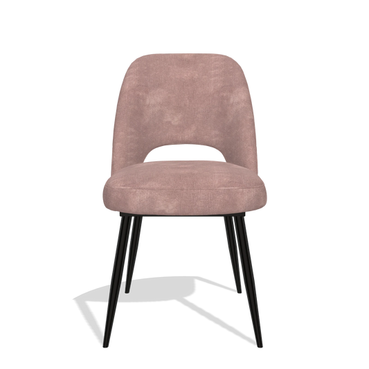 Silla de comedor Zian 6724 en tela Adore 200 (topo), patas en negro, vista frontal