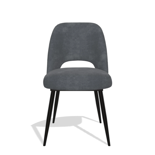 Silla de comedor Zian 6724 en tela Adore 56 (antracita), patas en negro, vista frontal