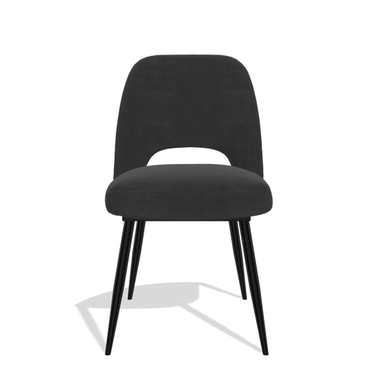 Silla de comedor Zian 6724 en tela Adore 67 (negro), patas en negro, vista frontal