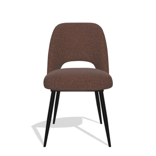 Silla de comedor Zian 6724 en tela Ascot Brick (chocolate), patas en negro, vista frontal