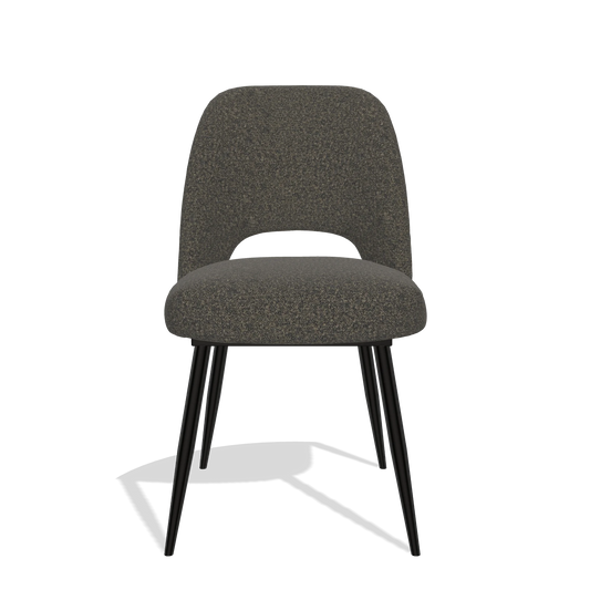 Silla de comedor Zian 6724 en tela Ascot Mouse (chocolate), patas en negro, vista frontal