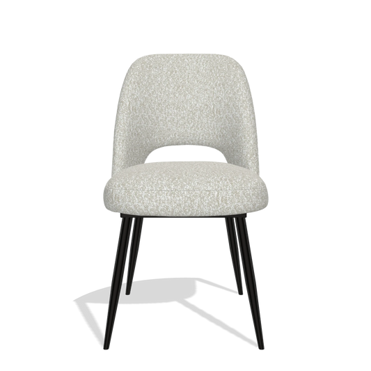 Silla de comedor Zian 6724 en tela Ascot Pearl (gris claro), patas en negro, vista frontal