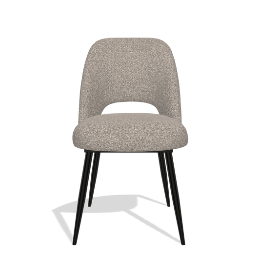 Silla de comedor Zian 6724 en tela Ascot Toffee (gris), patas en negro, vista frontal