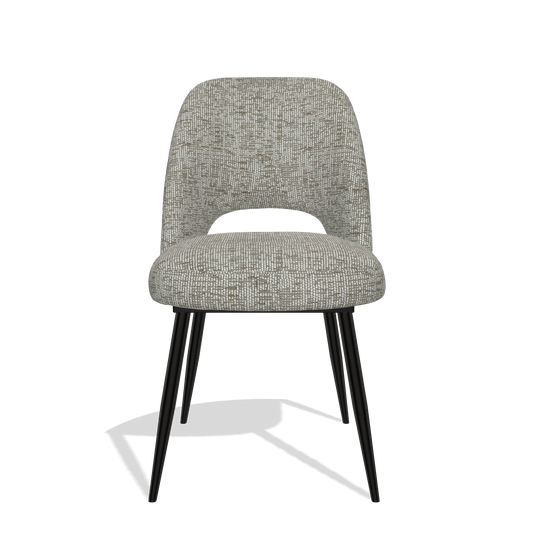 Silla de comedor Zian 6724 en tela Be Fine 120 (gris), patas en negro, vista frontal