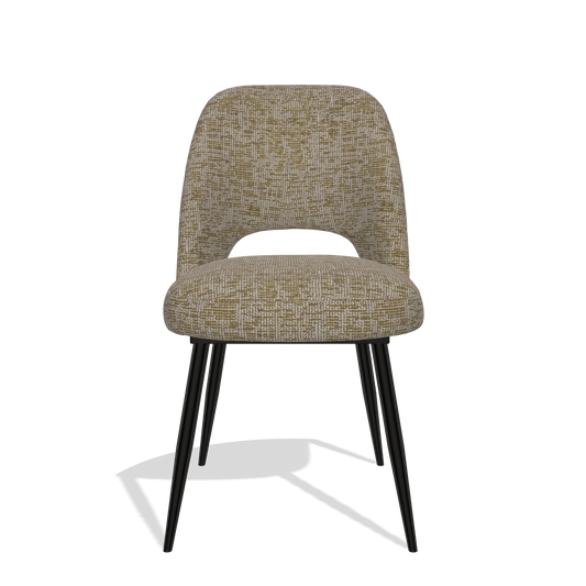 Silla de comedor Zian 6724 en tela Be Fine 25 (topo), patas en negro, vista frontal