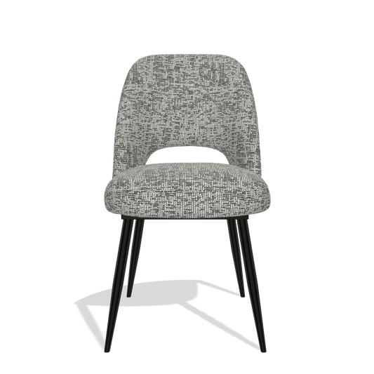Silla de comedor Zian 6724 en tela Be Fine 45 (topo), patas en negro, vista frontal
