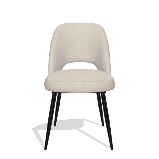 Silla de comedor Zian 6724 en tela Boogie 02 (gris claro), patas en negro, vista frontal