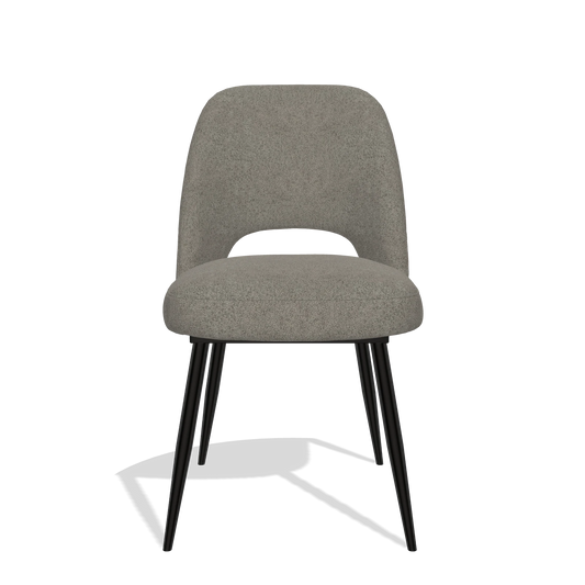 Silla de comedor Zian 6724 en tela Boogie 12 (gris oscuro), patas en negro, vista frontal
