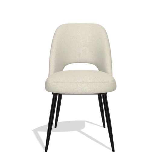 Silla de comedor Zian 6724 en tela Boogie 84 (gris claro), patas en negro, vista frontal