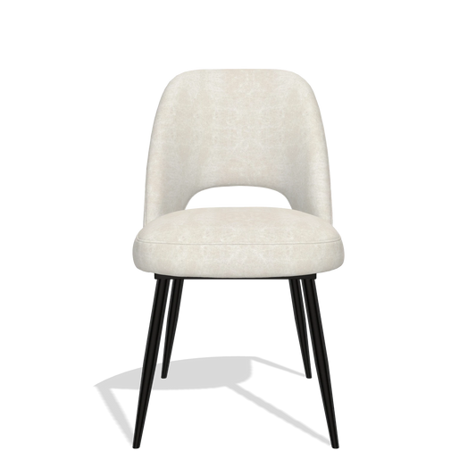 Silla de comedor Zian 6724 en tela Bull 05 (gris claro), patas en negro, vista frontal