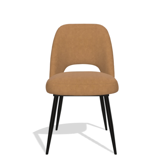 Silla de comedor Zian 6724 en tela Bull 09 (caramelo), patas en negro, vista frontal
