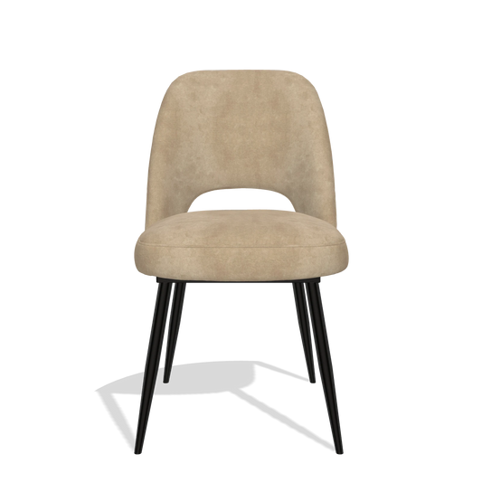 Silla de comedor Zian 6724 en tela Bull 10 (greige), patas en negro, vista frontal