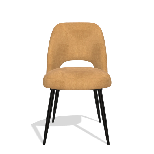 Silla de comedor Zian 6724 en tela Bull 16 (ocre), patas en negro, vista frontal