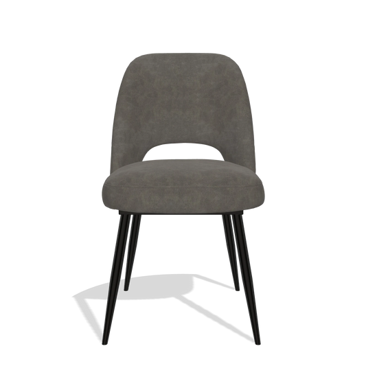 Silla de comedor Zian 6724 en tela Bull 18 (gris oscuro), patas en negro, vista frontal